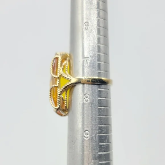 Vintage Sterling Silver Gold Plated Large Faceted Cocktail Statement Ring